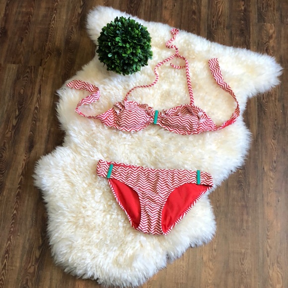 XHILARATION Chevron bikini small top medium bottom - Picture 2 of 11